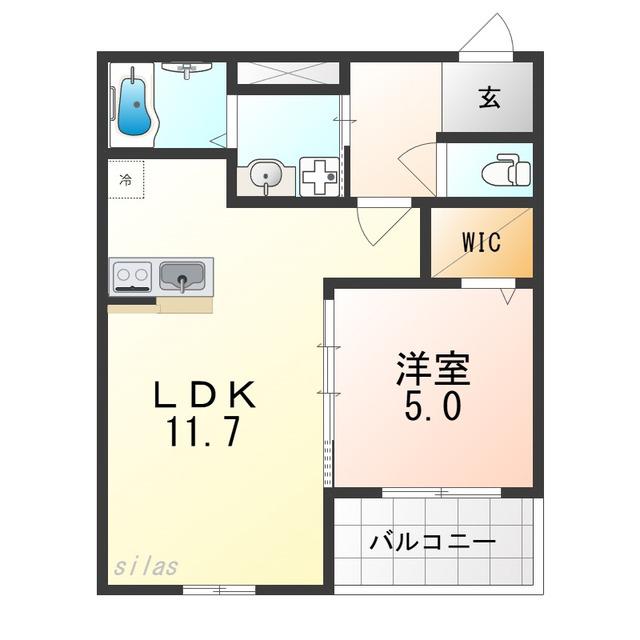 グランメゾンゆずり葉I番館(1LDK/2階)の間取り写真