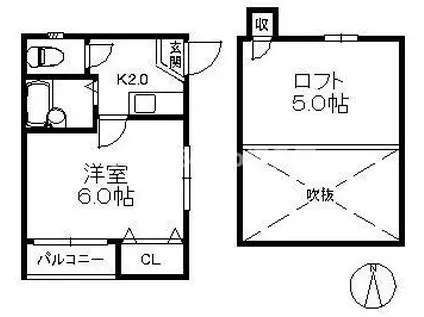 ポラリス別府II(1K/1階)の間取り写真