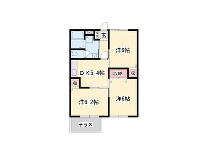 エスポアヒルズI(3DK/2階)の間取り写真