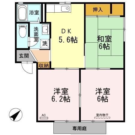 レーベンパレスA棟(3K/1階)の間取り写真