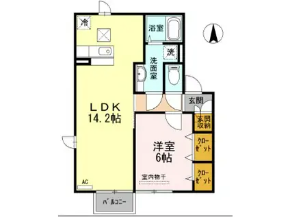 セジュール梅の木(1LDK/1階)の間取り写真