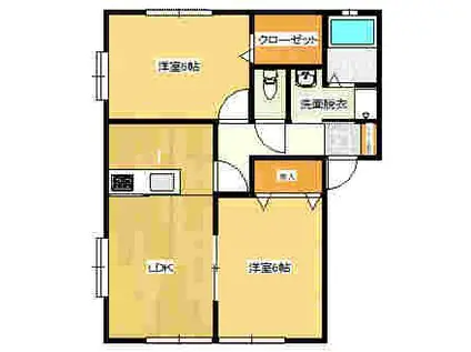 フローラ赤坂 B(2LDK/2階)の間取り写真