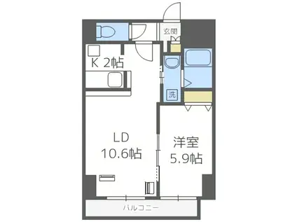 サンコート本郷通ガーデンヒルズ(1LDK/7階)の間取り写真