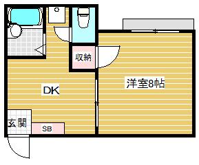 ルシエール平野 A棟(1DK/1階)の間取り写真