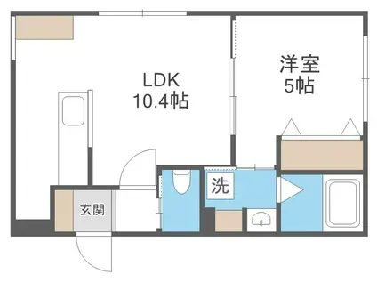 ヴィアルCITY恵庭(1LDK/1階)の間取り写真