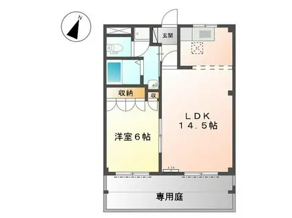 ヴィヴァーチェ(1LDK/1階)の間取り写真