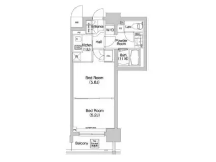 コンフォリア三田イースト(1DK/13階)の間取り写真