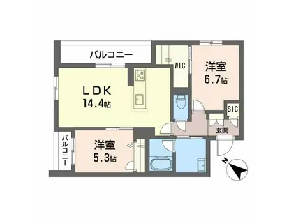 メゾン パルク 清水(2LDK/3階)の間取り写真
