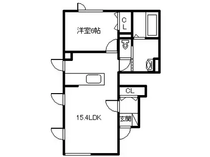 JR宗谷本線 名寄駅 車で4分 2階建 築5年(1LDK/1階)の間取り写真