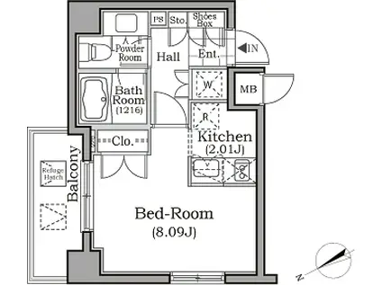 レジディア用賀(1K/2階)の間取り写真