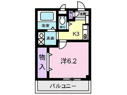 ヴィラナカヤマ(1K/2階)の間取り写真