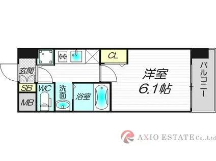 アスヴェル新北野モスト(1K/7階)の間取り写真