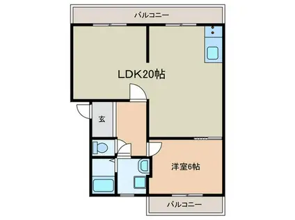 メゾン太秦(1LDK/4階)の間取り写真