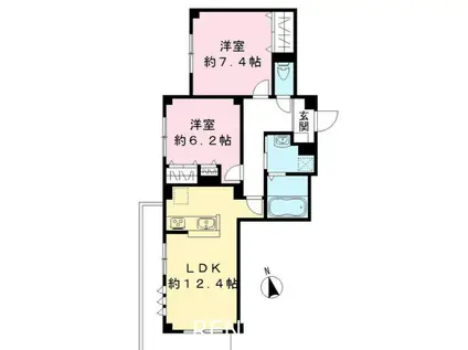 トゥインクル ヴィータ(2LDK/1階)の間取り写真