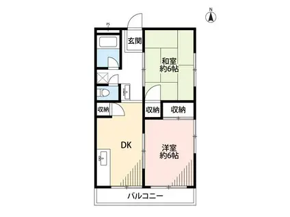 ステラガーデン水戸白梅(2DK/3階)の間取り写真