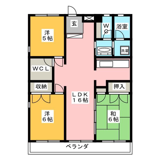 ナガラアンクレー(3LDK/4階)の間取り写真