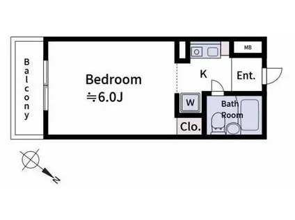 NU TERRACE鵜の木(ワンルーム/3階)の間取り写真
