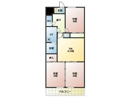 サンヒルズ松和花壇(3DK/2階)の間取り写真