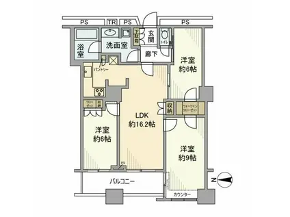 ラグナタワー(3LDK/16階)の間取り写真