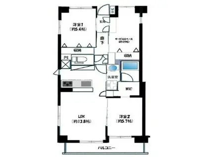 東急ドエルアルス川口5丁目弐番館(2SLDK/1階)の間取り写真