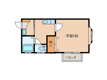 リバーサイド2(1K/2階)の間取り写真