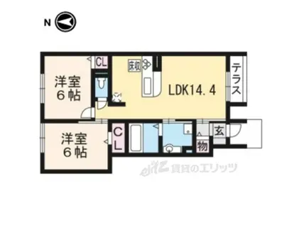 コスモパレスⅡ(2LDK/1階)の間取り写真