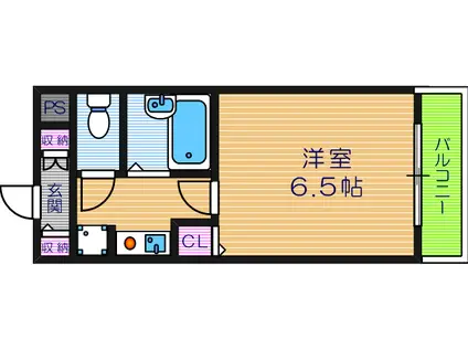 グランヴィ天王寺(1K/2階)の間取り写真