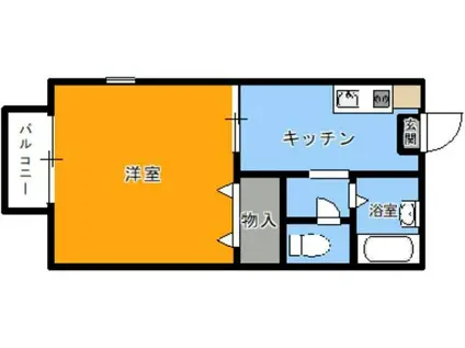 アパート 仙台市太白区富沢2丁目(1K/2階)の間取り写真