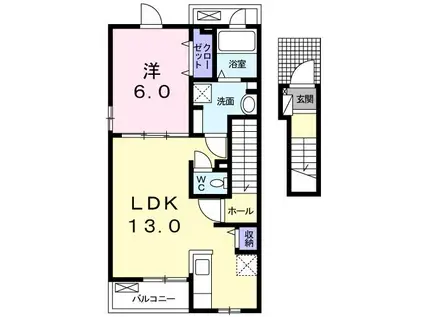 ルピナスII(1LDK/2階)の間取り写真
