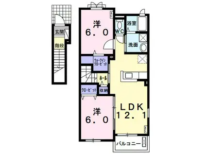 ハルモニー II(2LDK/2階)の間取り写真