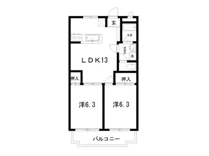 ガーデンハイツ永野III(2LDK/1階)の間取り写真