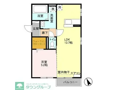 グレースブルック(1LDK/1階)の間取り写真