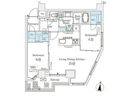 メゾン・クロイゾン(2LDK/4階)の間取り写真