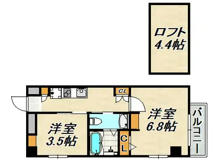 エヌエムキャランドドゥ(1SK/4階)の間取り写真