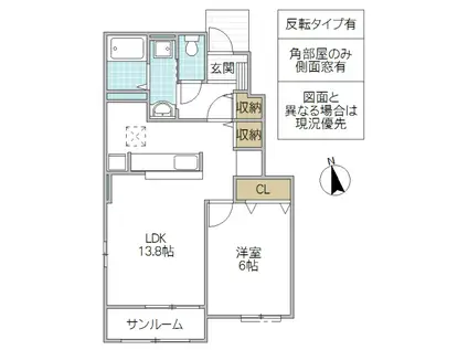 プリムローズ(1LDK/1階)の間取り写真