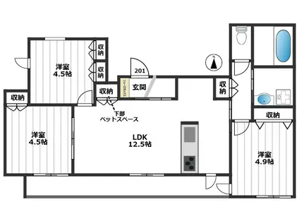 大山西町メゾン(3LDK/2階)の間取り写真