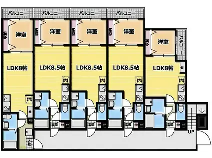 川越こもれびLYCKA(1LDK/1階)の間取り写真