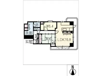 サンパーク名駅スクエア709号(2LDK/7階)の間取り写真
