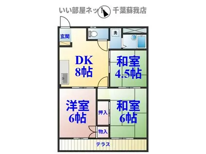 コーポ長島B(3DK/1階)の間取り写真