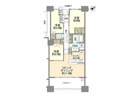 パークホームズLALA新三郷(3LDK/11階)の間取り写真