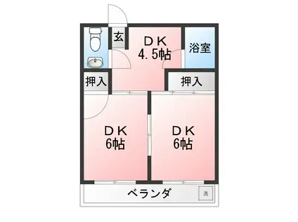 メゾンミヤマエ A(2DK/2階)の間取り写真
