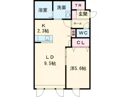 フルール(1LDK/1階)の間取り写真