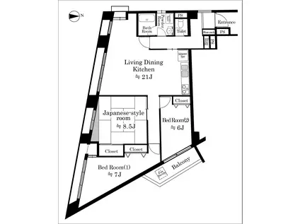 経堂パレス(3LDK/3階)の間取り写真