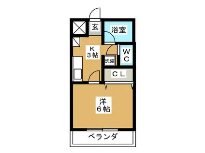YMO弦巻(1K/3階)の間取り写真