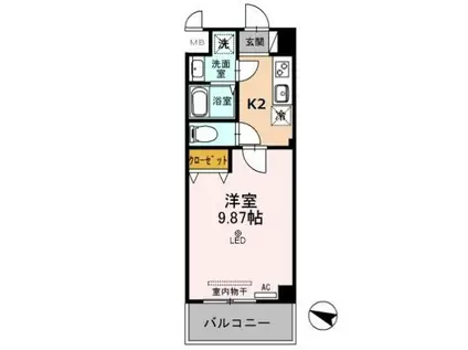 アエル新所沢(1K/2階)の間取り写真