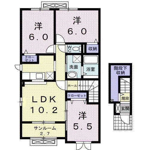 グラン・ノワールII(3LDK/2階)の間取り写真