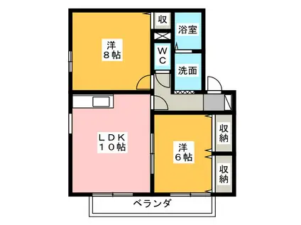 セジュールレーヴII(2LDK/1階)の間取り写真