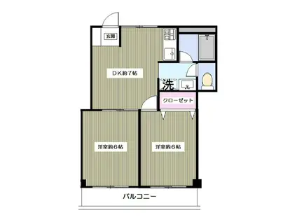 ハピネスY(2DK/3階)の間取り写真
