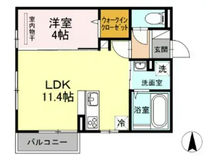 リヴェール(1LDK/1階)の間取り写真