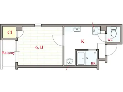 オーキッドコート北堀江(1K/10階)の間取り写真
